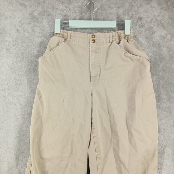 Vintage LIZ CLAIBORNE Carrot Pant MEDIUM(8-10) Women Casual  Tan Woven Cotton - Picture 2 of 12